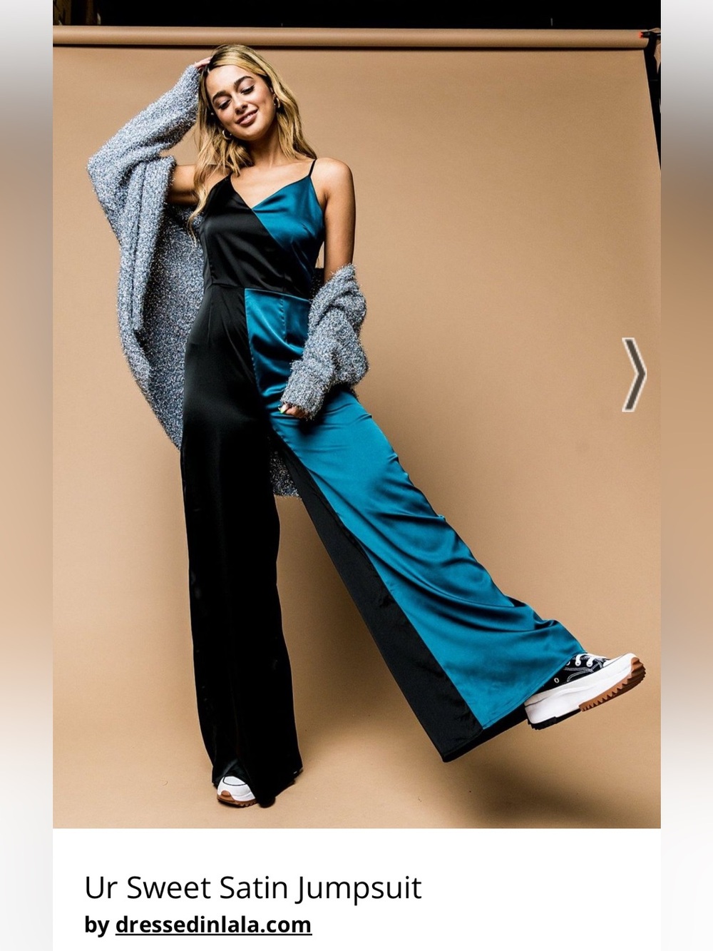 DIL RARE Colorblock Teal and Black jumpsuit
